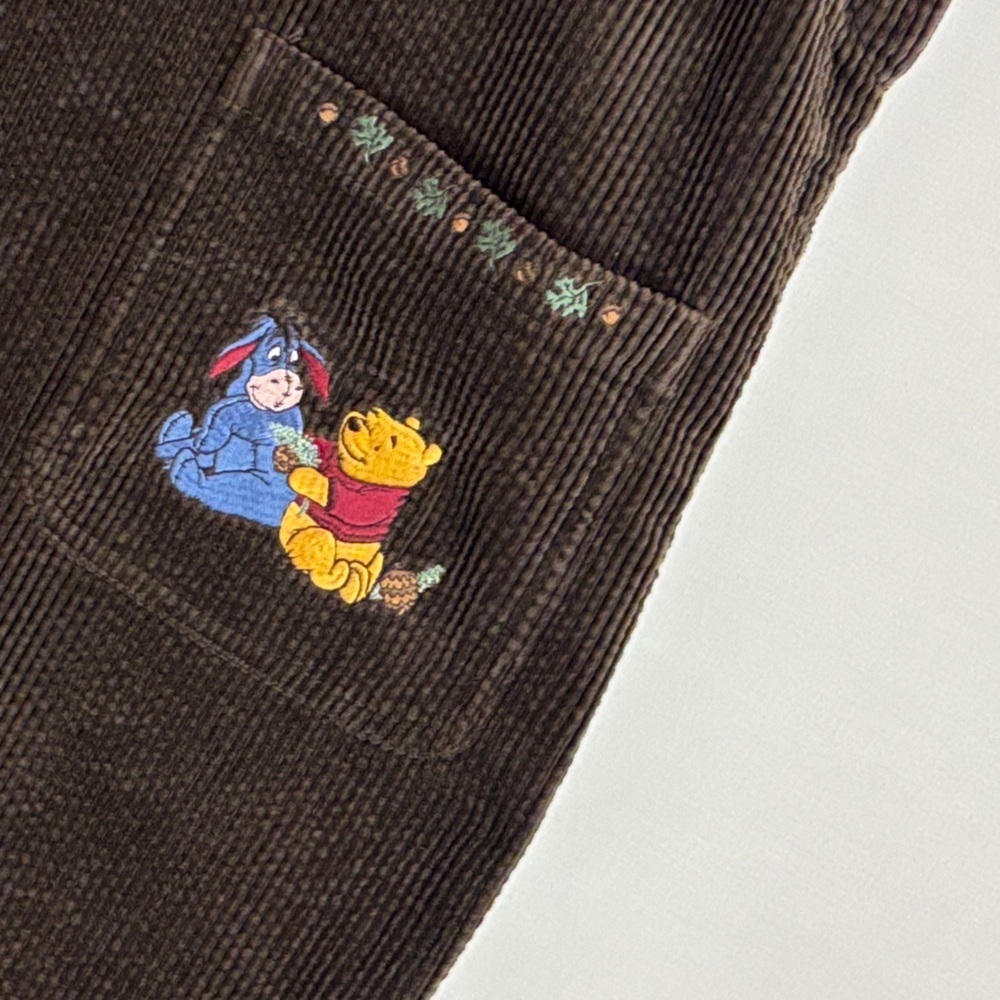 VTG Disney Store Pooh Knotty Pine Trail Brown Corduroy Jumper Dress S - Picture 4 of 9